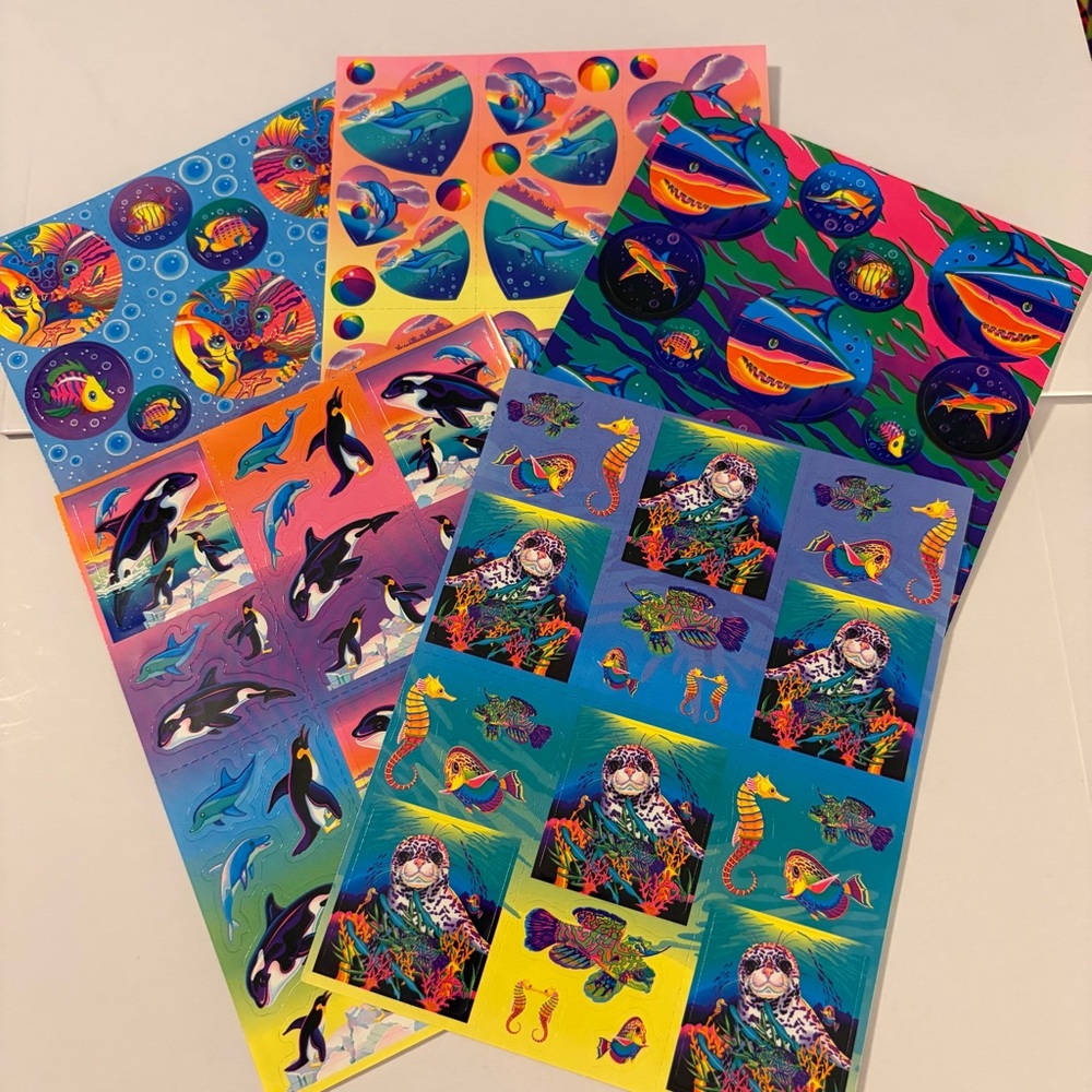 Lisa Frank Skeeter-Max Splash-kissing fish- sticker bundle